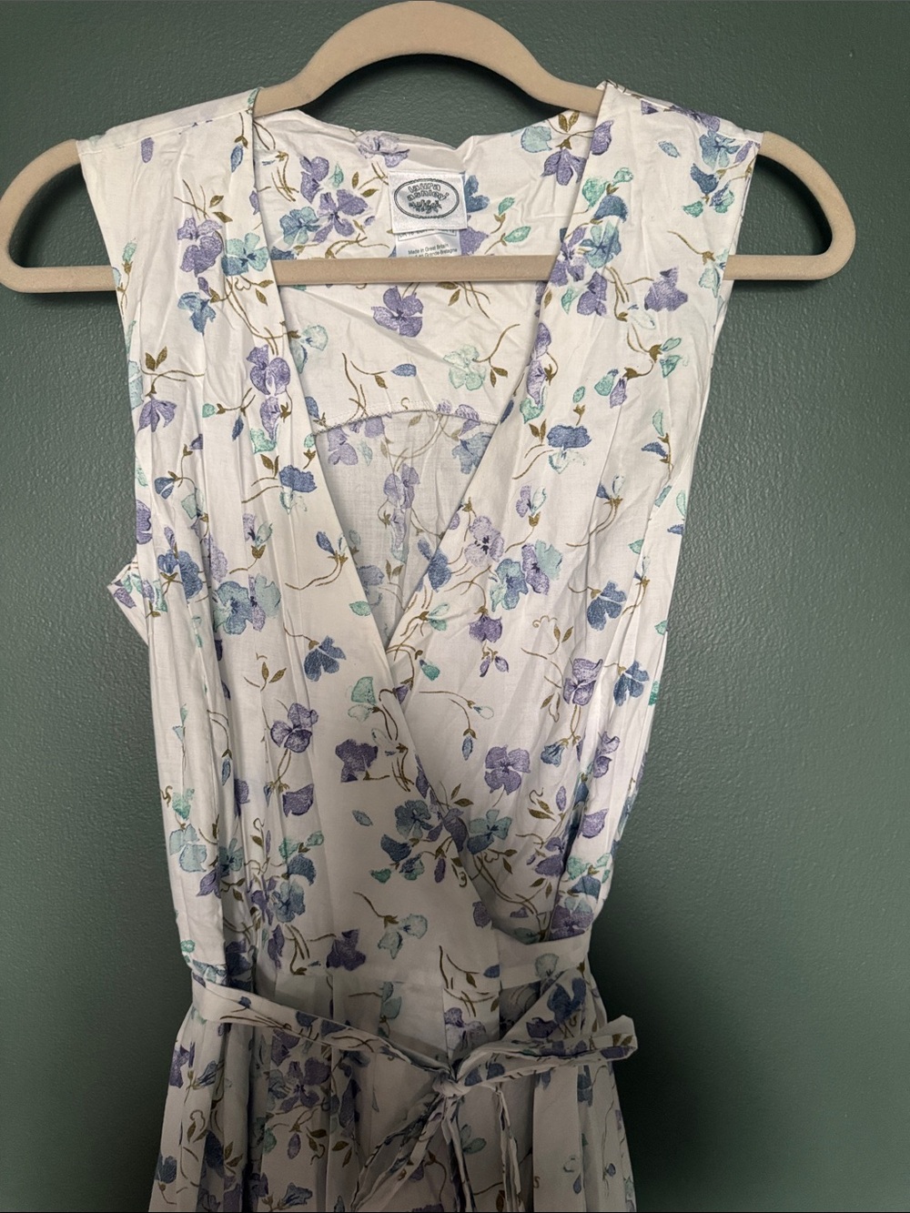 Laura Ashley White Maxi Dress with Blue & Lavender Floral Print - Picture 2 of 3